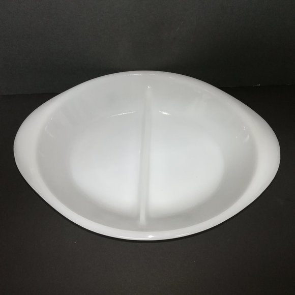 Vintage Glassbake Green Daisy Divided Oval Dish - Picture 3 of 5